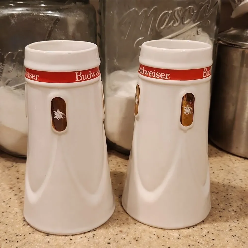 Vintage Budweiser Anheiser Busch Beer Steins Set of 2 12 oz.